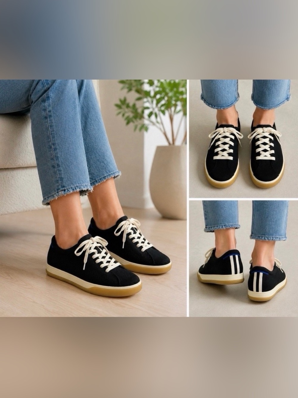Rothy’s The Lace Up Sneakers in Black Size 10